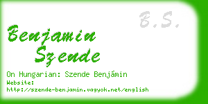 benjamin szende business card